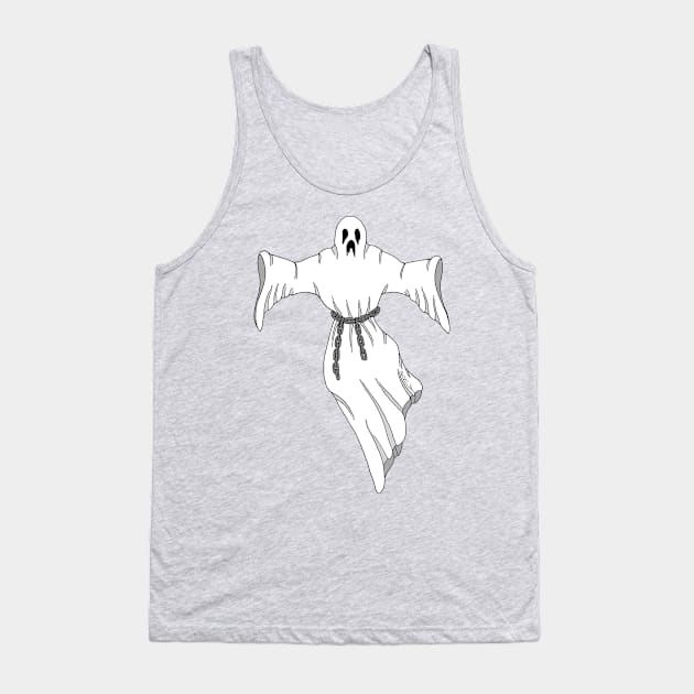 Spooky Chain-Rattling Ghost Tank Top by AzureLionProductions